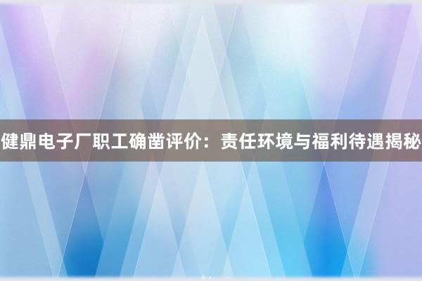 健鼎电子厂职工确凿评价：责任环境与福利待遇揭秘